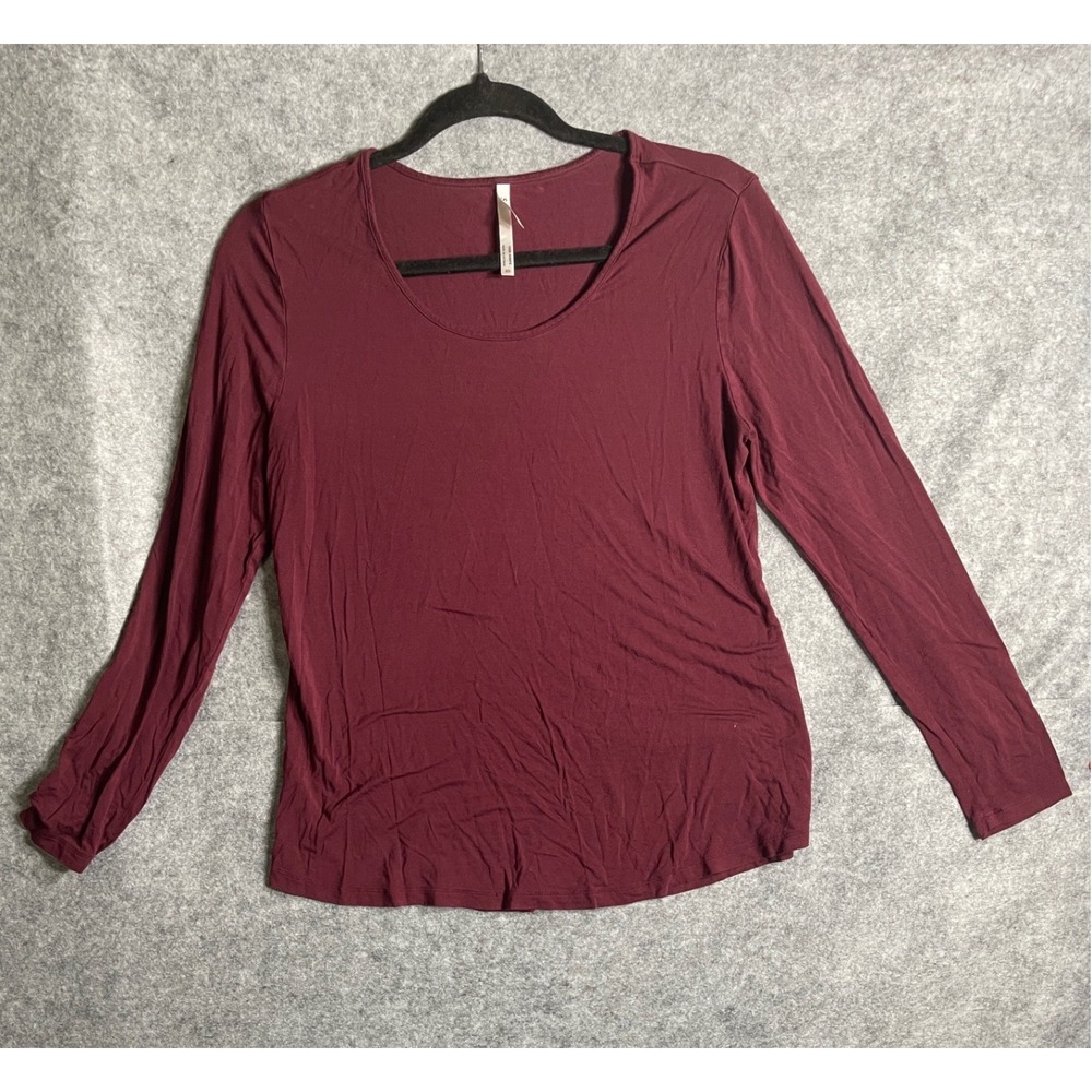 Soma Cool Nights Long Sleeve‎ Pajama Top Burgundy Wine Scoop Neck XS